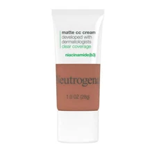 Neutrogena Clear Coverage Flawless Matte CC Cream, Amber 8.0 , 1 oz