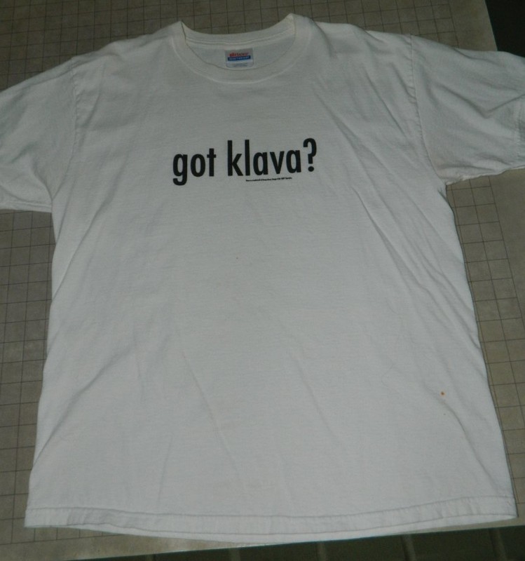 Men's Hanes White Size Large T-Shirt 100% Cotton "GOT KLAVA?" Taltos Jhereg