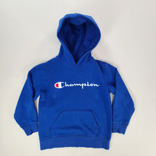 Champion Boys Sweater Youth Small Blue Hoodie Spell Out Pullover Kids