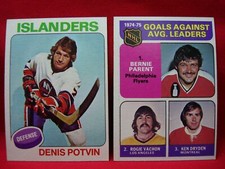 2- 1975-76 TOPPS HOCKEY CARDS DENIS POTVIN #275  GOALS AGAINST AVG. LEADERS #213