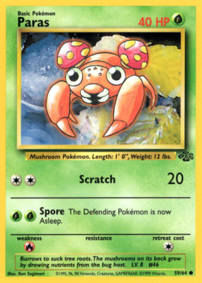 PARAS 59/64 JUNGLE SET UNLIMITED POKEMON TCG CCG 1999 NM