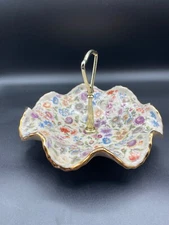 Holly Ross 22k Gold paint Tidbit Dish Flowers/floral