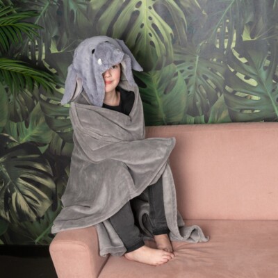 NOXXIEZ Elefant Tier Kapuzen Kuscheln Decke 130 X 100 CM Halten Warm Winter