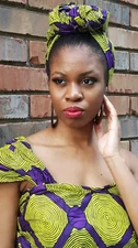 Purple and Yellow African Print Head Wrap