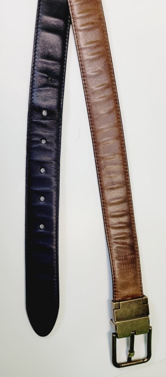 DOLCE & GABBANA REVERSIBLE LEATHER BELT BLACK & BROWN SIZE 40 INCH