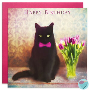 Details About Birthday Cards Cat Tabby Black Black White Cat Lover Friend Mum From The Cat