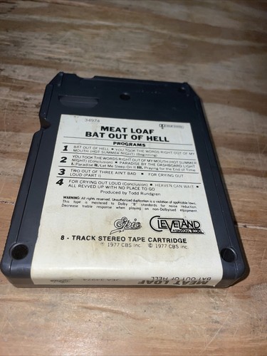 Meat Loaf Bat Out of Hell 8 Track Tape Cartridge VTG CLASSIC ROCK & ROLL - Picture 2 of 6