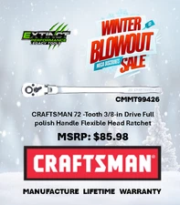 CRAFTSMAN 72 -Tooth 3/8-in Drive polish Handle Flexible Head Ratchet (CMMT99426)