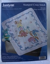 Janlynn Baby Quilt  Sleepy Bunnies  Cross Stitch Stamped Kit 34" x 43" Sealed