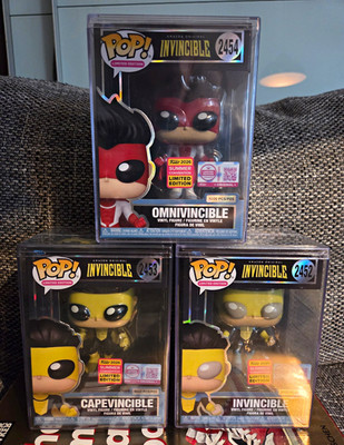 Funko Pop! SDCC Invincible Limited BUNDLE #2452 #2453 #2454 mit Pop Protector