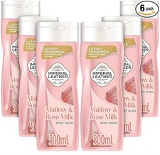 Imperial Leather Mallow & Rose Milk Body Wash | 6 x 500ml | Pampering Shower Gel 4.58 per litre
