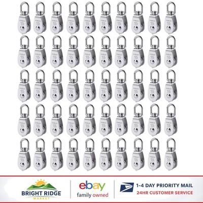 50 Pack M15 Lifting Single Pulley Block with Swivel Hook and Heavy Load Capacity