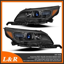 Headlights For 2013-2015 Chevy Malibu Lt Ltz Pair Projector Black Headlamps Pair