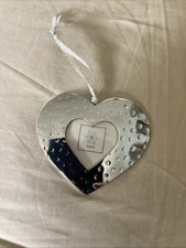 Mini Silver  Heart Shape Picture Hanging Frame 3X3” Fits A Picture Sz. 1.5. EUC.