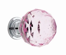 P30779-PNK 1 3/16" Pink Faceted Acrylic Polished Chrome Knob