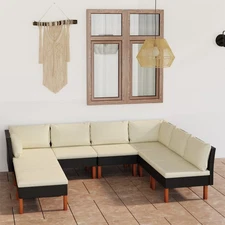 Garden Lounge Set Black, Cream White