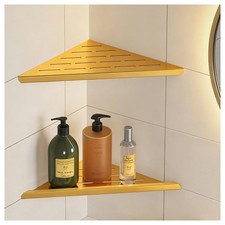 Brushed Gold Corner Shower Shelf 304 Stainless Steel 10" Recessed Corner Shel...