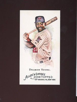 Delmon Young 2008 Allen and Ginter Mini Bazooka Back #156 Serial #d 23/25 Twins