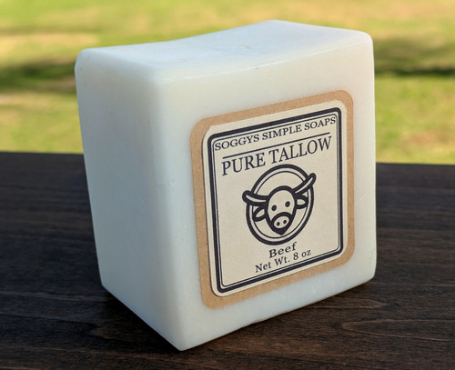 Pure Beef Tallow Soap Bar 8 oz Unscented Handmade Cold Process Sensitive Skin