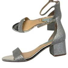 Blue by Betsey Johnson MIRI 8.5 silver glitter heeled sandal 3068