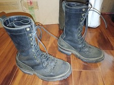 Nicks Handmade Boots Hotshot 5.5 EE Black Leather Vibram Sole Made In USA, NFPA