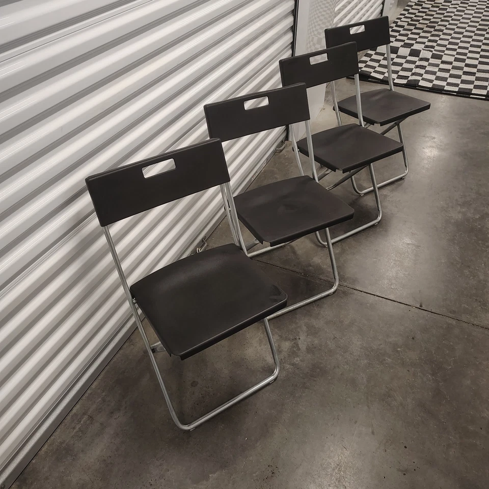 Silla Plegable Ikea Gunde Negra y Plateada 002.177.97 (Usada, Excelente Estado) Foto 3 de 3