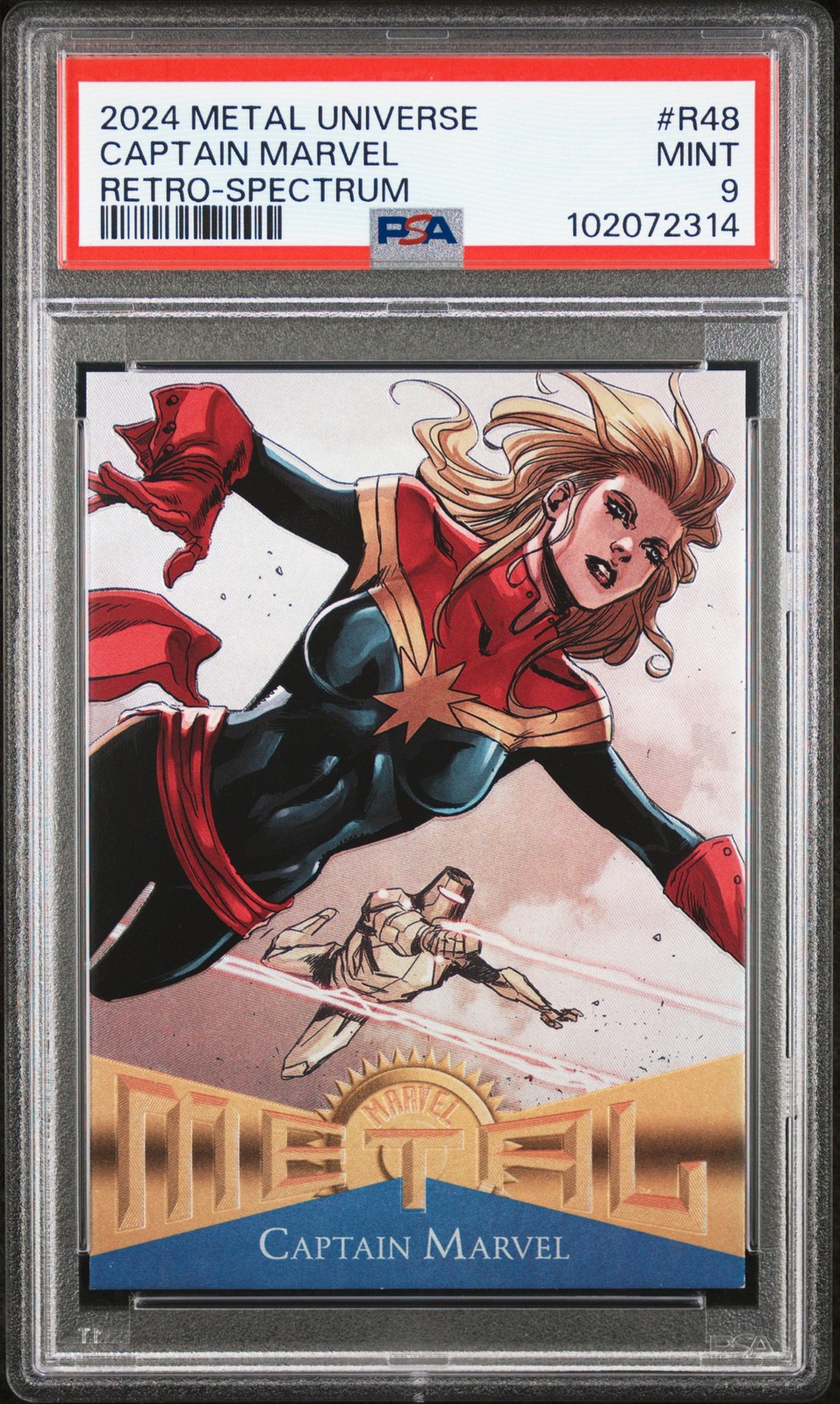 2024 SKYBOX METAL UNIVERSE AVENGERS RETRO SPECTRUM #R48 CAPTAIN MARVEL PSA 9