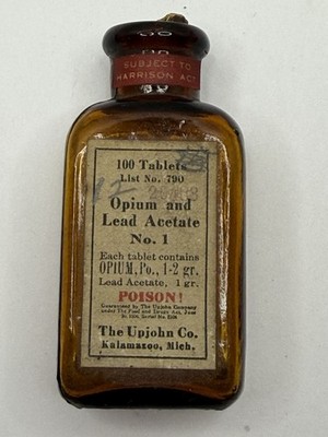 Empty Poison Amber Medicine Bottle The Upjohn Co.