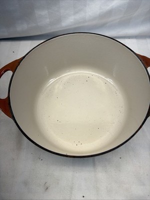 Vintage COUSANCES Orange Enamel Cast Iron Dutch Oven Number 22 | eBay