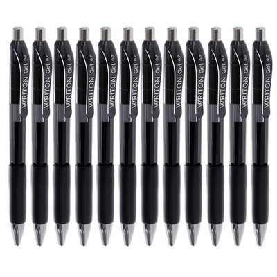 Writon Retractable Gel Pens, Comfort Grip, 0.7mm 1 Count (Pack of 12), Black 