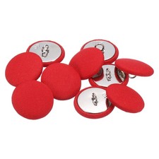 10pcs 25mm Fabric Cloth Covered with Metal Shank Round Sewing Buttons, Red