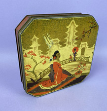 Vintage Macfarlane Lang Vintage c1930s Biscuit Tin Oriental Scene Lady & Parasol
