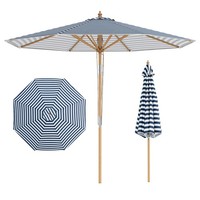 COSTWAY 270 cm Round Patio Umbrella Bamboo Market Table Umbrella