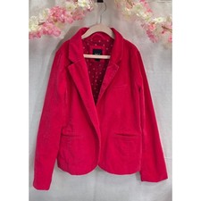 GapKids Girls Hot Pink Corduroy Blazer Jacket Polka Dot Lining Size Large 10