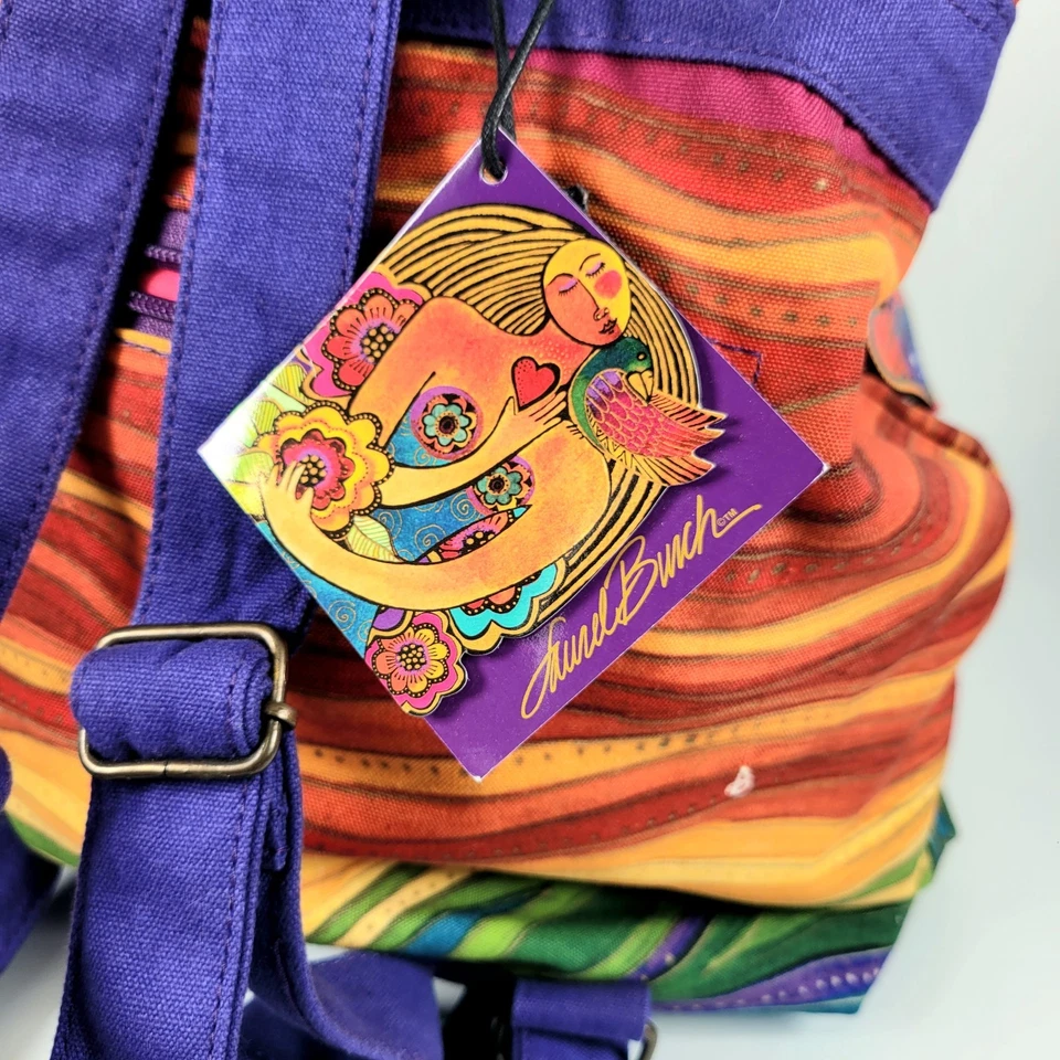 Mochila Bolso de Mano Vintage Años 90 Laurel Burch CORAZONES DE LOS FELINOS Gatos Algodón Kitsch  Foto 3 de 4