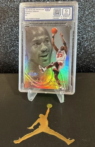 1997 FLAIR SHOWCASE ROW 3 #1 MICHAEL JORDAN CGA 9 MINT Jordan Fade-away