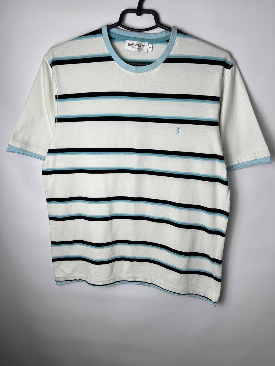 T shirt vintage streetwear y2k YSL Yves Saint Laurent a righe