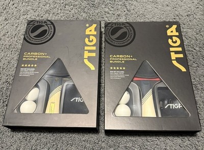 Two (2) STIGA Carbon+ Professional Bundle Ping Pong Paddles Table Tennis Rackets