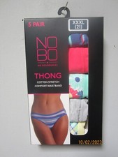 No Boundaries Women's 5-Pair Cotton Stretch Thong Underwear Size XXXL 21 