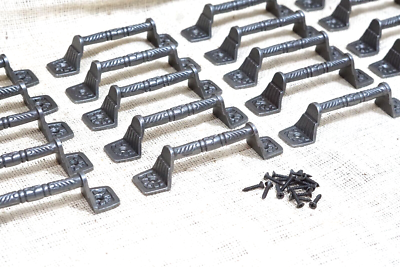 #ad 20 Cast Iron Handles Gate Pull Shed Door Handles Fancy Drawer Pulls Barn Iron $49.99