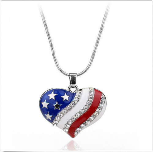 Patriotyczny 4 lipca USA Flaga amerykańska Gwiazda Serce Wisiorek Naszyjnik Biżuteria Nowy - Zdjęcie 11 z 13