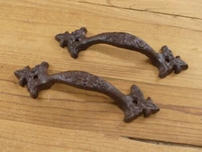 2 Cast Iron Drawer Pulls RUSTIC Barn Handle Gate Western Shed Door Handles Bath