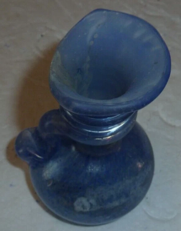 flacon d'apothicaire bleu 18éme sen verre églomisé dans le style romain antique - Photo 2/3