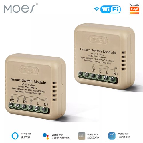 MOES WiFi Interruptor de Luz Inteligente Módulo de Relé Temporizador Alexa APP Control Inalámbrico 2.4G - Imagen 17 de 25