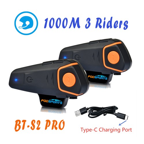 BT-S2 Pro 1000m Bluetooth Motorcycle Helmet Intercom Headset Interphone FM Radio - Picture 1 of 12