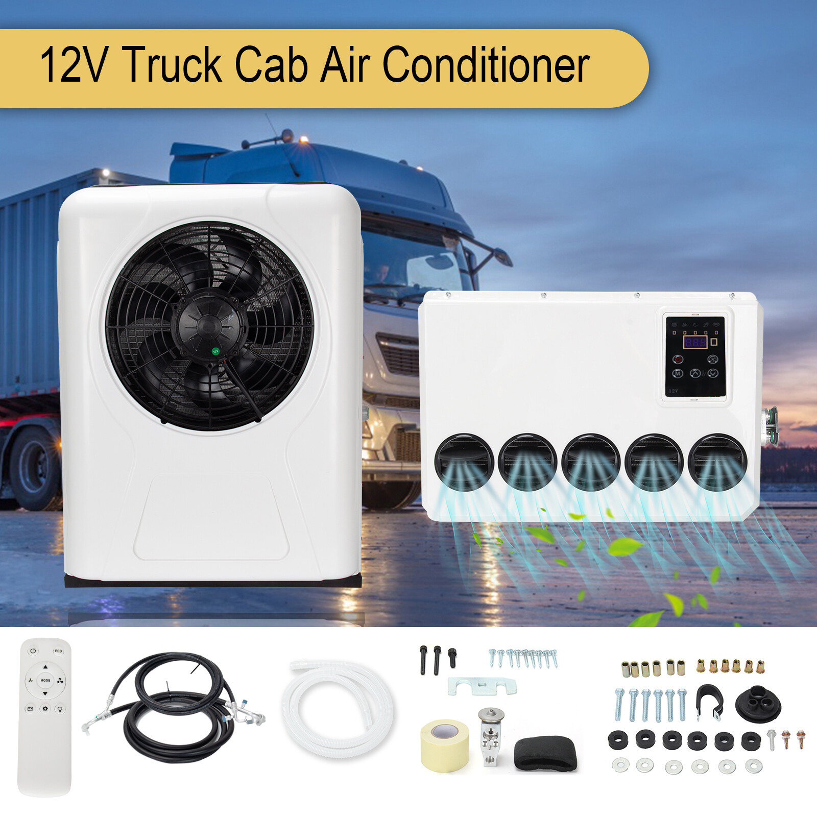 12V Split AC for Trucks Buses RVs 12000 BTU Cooling System