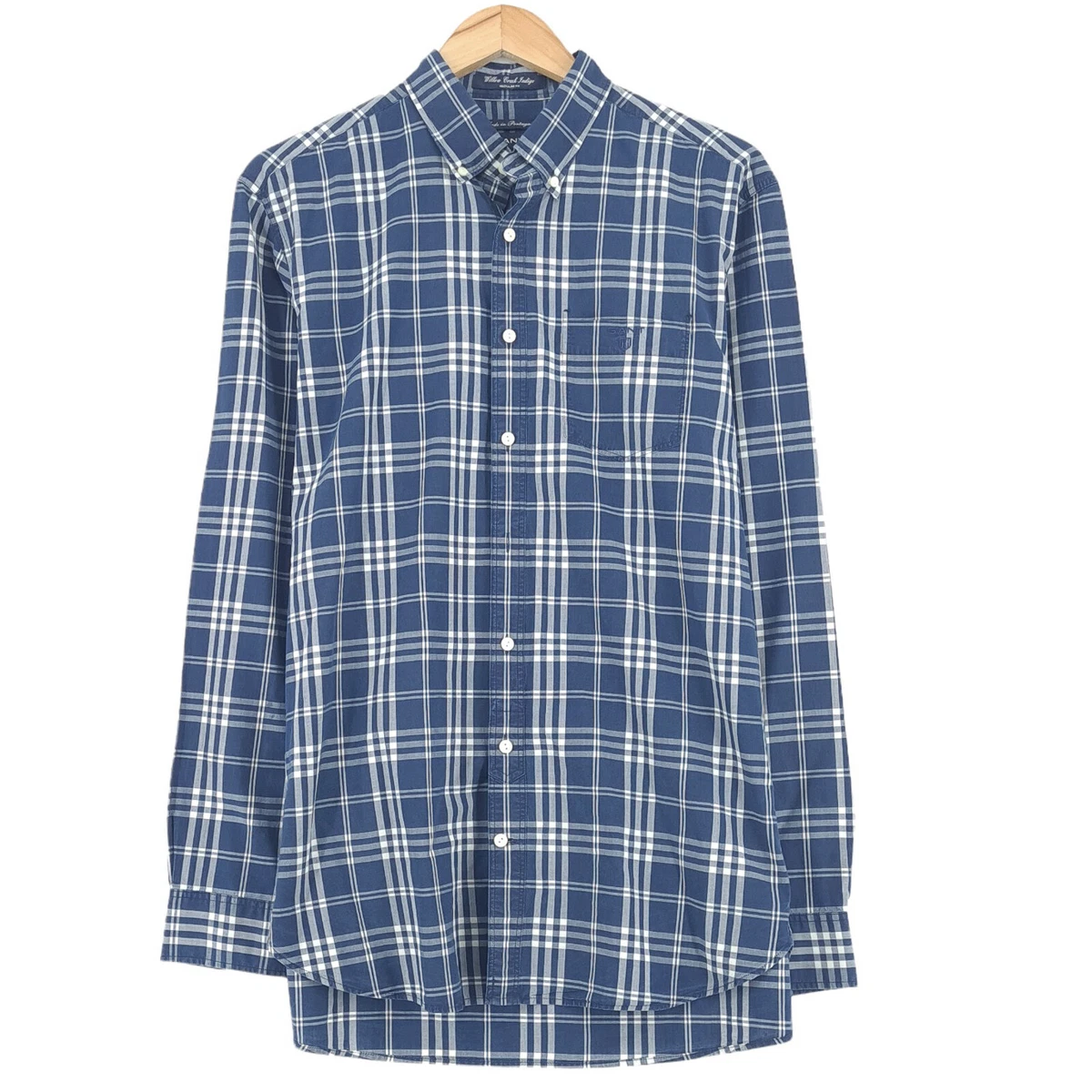 GANT Willow Creek Indigo Blue Check Shirt Long Sleeve Mens Size L