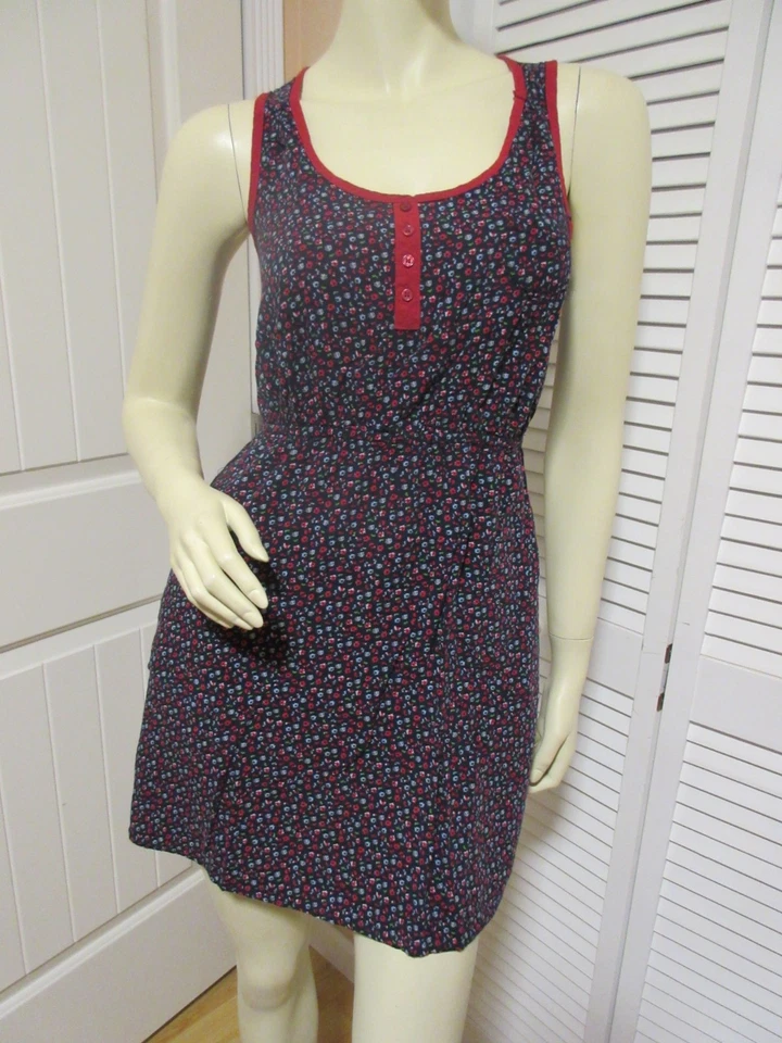 Mini Vestido Y2K Para Mujer Sin Mangas S/Pequeños Bolsillos Estampado Floral Negro Rojo Solero Foto 2 de 4