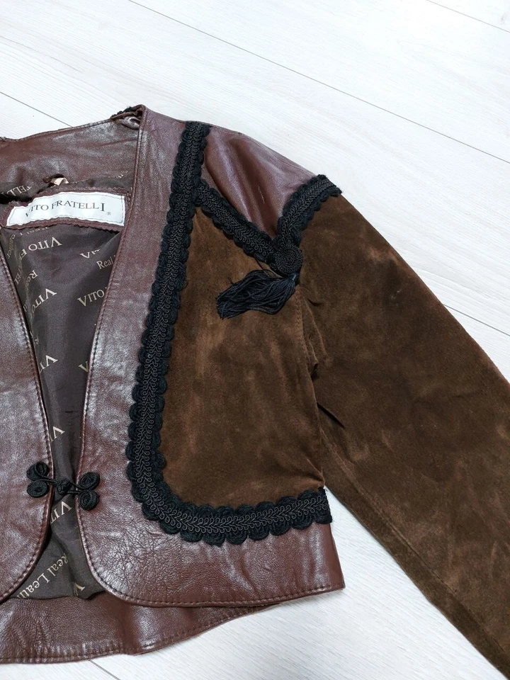 Chaqueta de cuero vintage mujer Vito Fratelli Foto 3 de 4