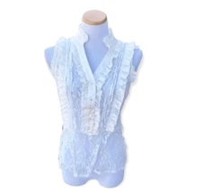Womens Annabelle Lace Semi-Sheer Sleeveless Sweetheart Top - Sz L